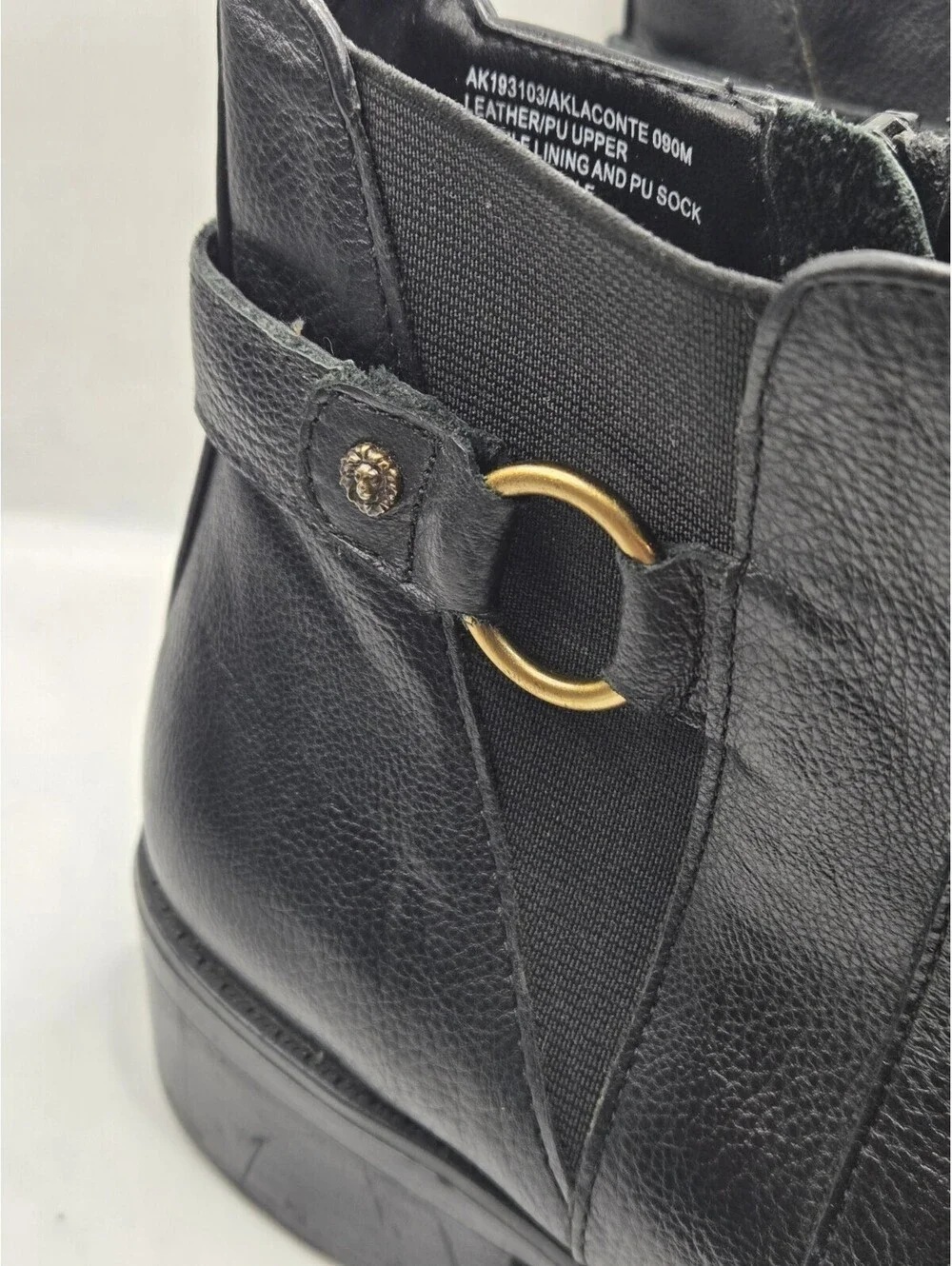 Anne Klein Aklaconte Black Leather Ankle Boots Women’s Size 9M Low Heel Zip